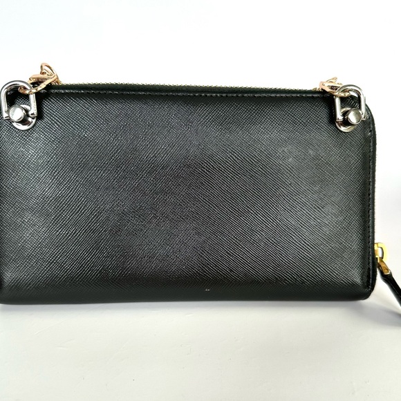 💯 PRADA Logo Dark Green Saffiano Leather Zippered Wallet on Chain w/ auth cert - Picture 3 of 12